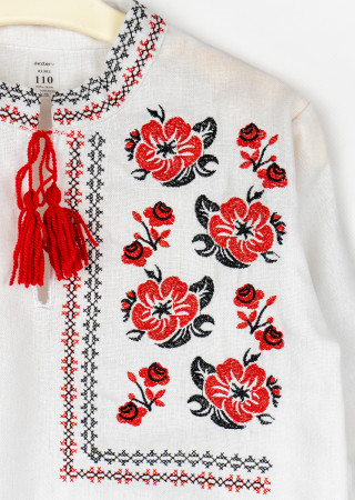 Лляна вишиванка для хлопчика з маками