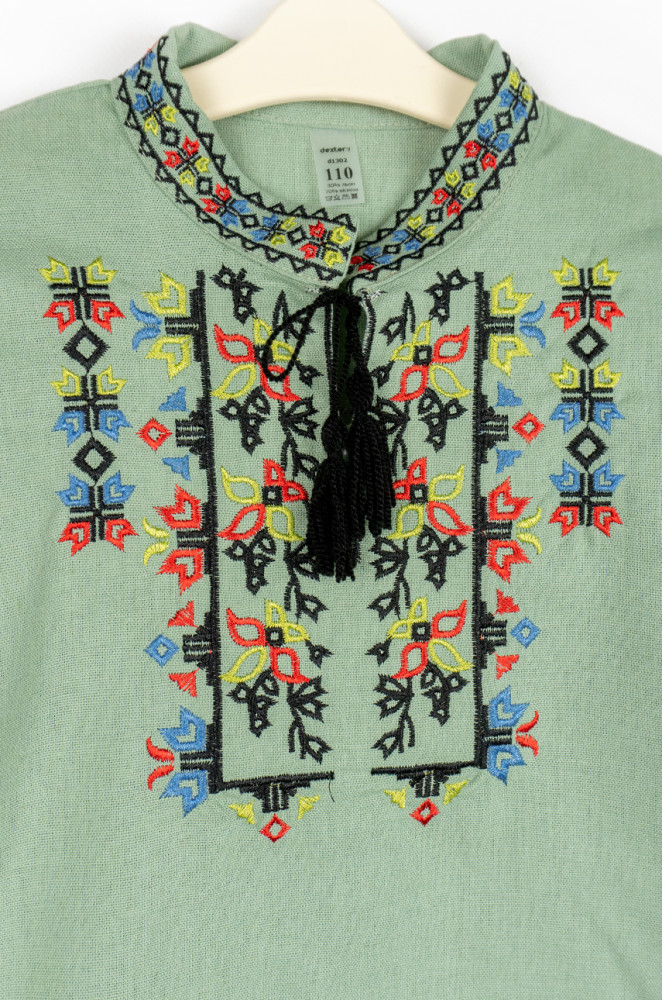 Kids Embroidered Shirt with Long Sleeves and Colorful Ornament