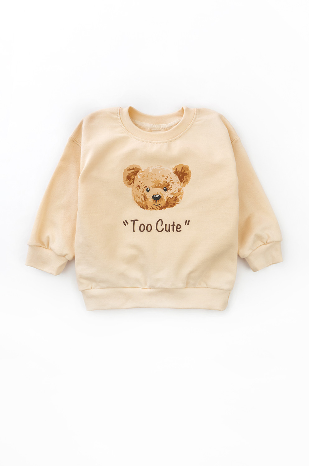 Kids Solid Sweatshirt Cute Bears Brushed Two-thread