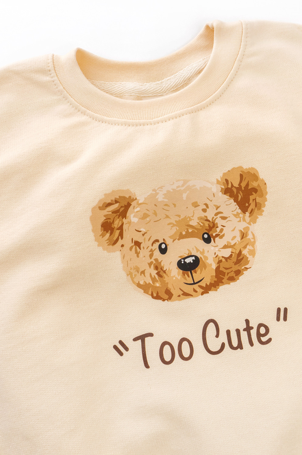 Kids Solid Sweatshirt Cute Bears Brushed Two-thread