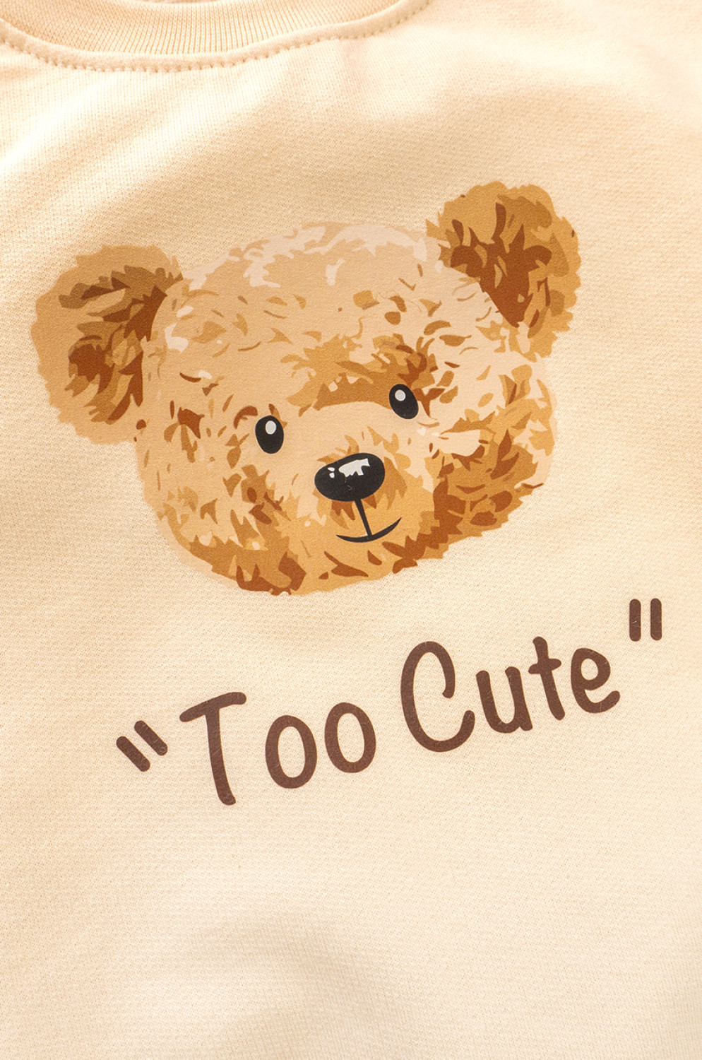Kids Solid Sweatshirt Cute Bears Brushed Two-thread