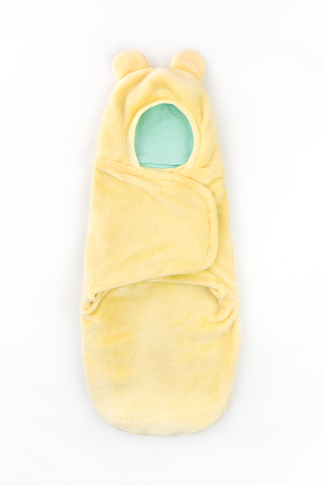 Пелюшка-кокон на липучці з капюшоном з пухнастого велсофту 
