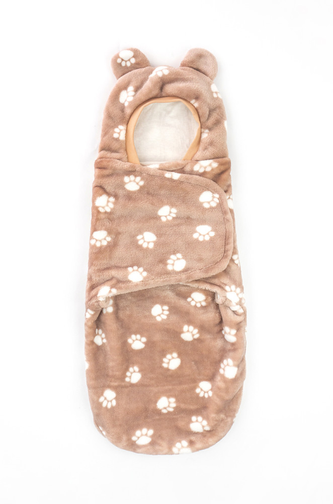 Пелюшка-кокон з капюшоном з пухнастої тканини велсофт