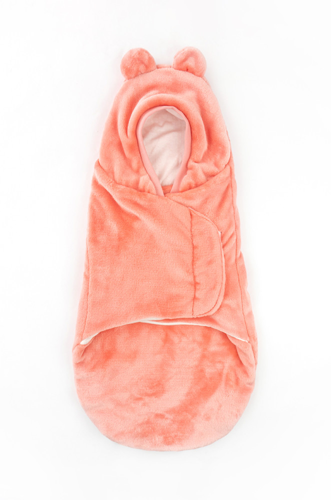 Пелюшка-кокон з плюшевої тканини на кулірній підкладці з капюшоном