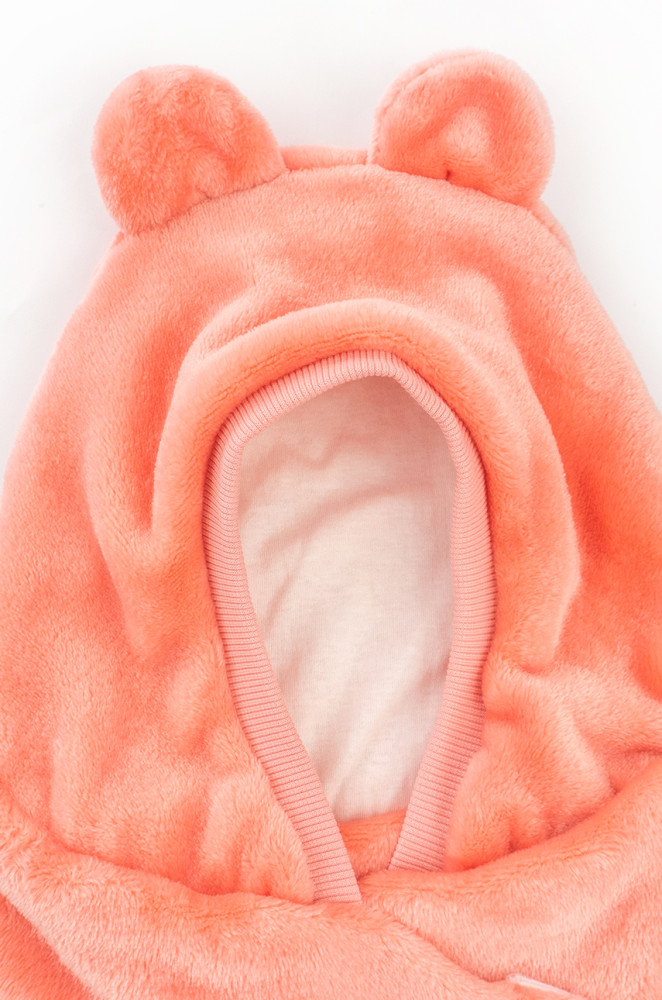 Пелюшка-кокон з плюшевої тканини на кулірній підкладці з капюшоном