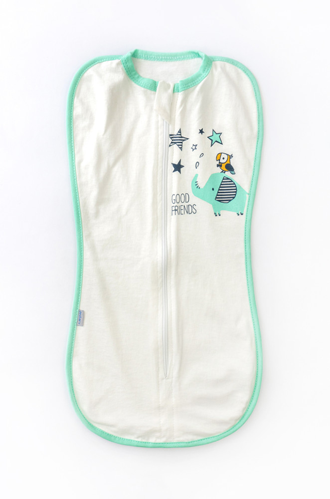 Пелюшка-кокон з легкої тканини кулір з принтом Elephant