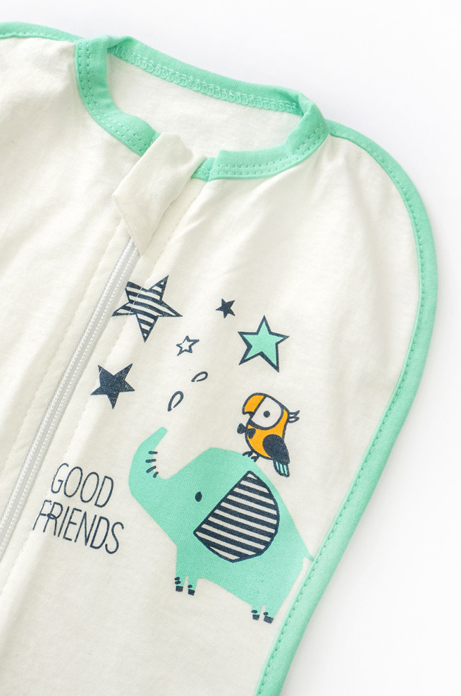 Пелюшка-кокон з легкої тканини кулір з принтом Elephant