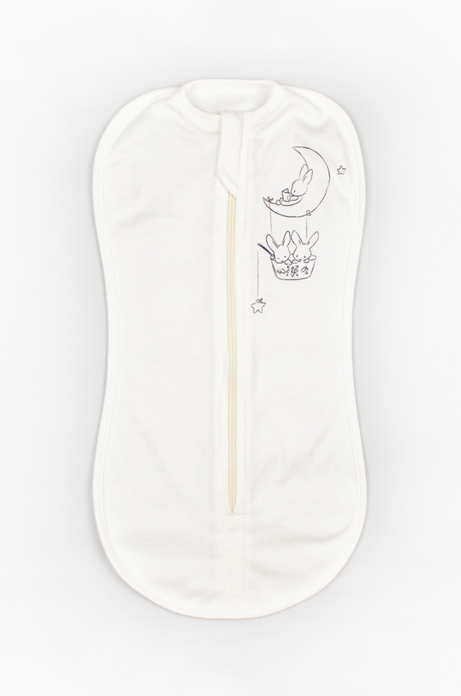 Однотонна пелюшка-кокон на блискавці з графічним накатом Bunny