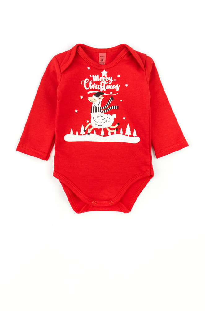 Дитячий комплект трійка Christmas llama боді штани та шапочка з начосом