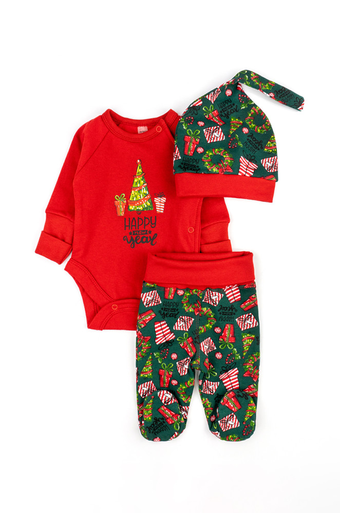 Боді повзуни та шапочка-вузлик Christmas tree комплект з легким начосом
