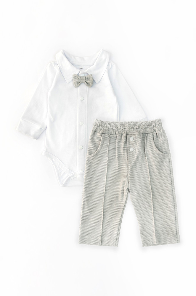 Świąteczny komplet dla chłopca Little Man: body i spodnie