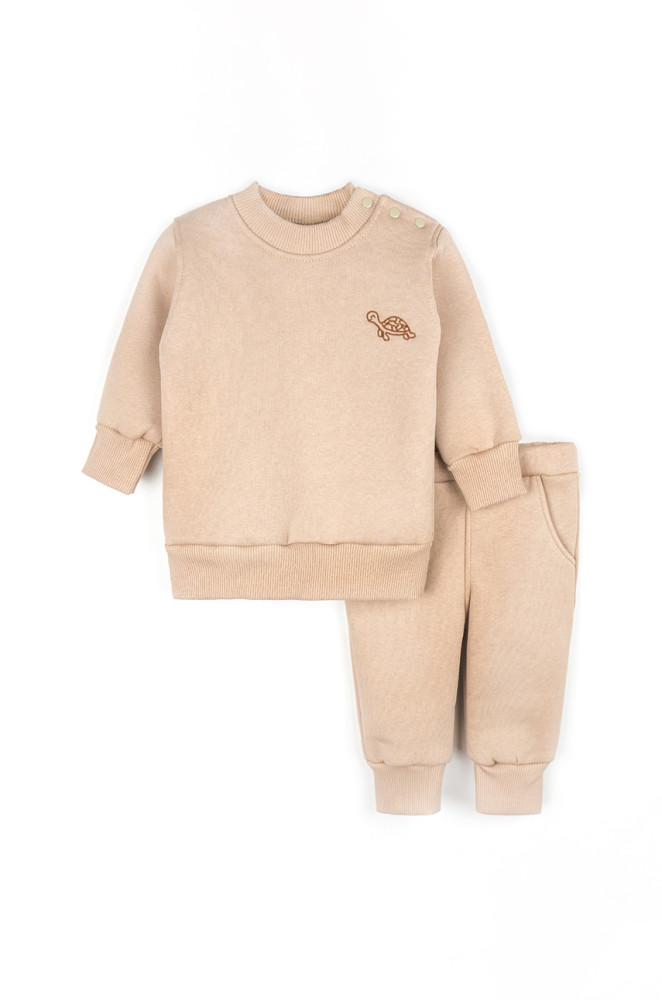 Однотонный детский костюм на флисе с вышивкой Turtle