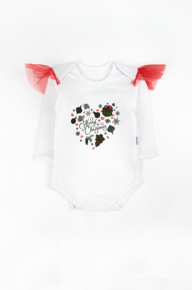 Christmas Set for Baby Girl: Bodysuit with Tulle Skirt and Headband