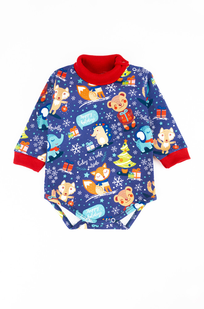 Baby set with turtleneck bodysuit and pants Christmas Fox (fleece-lined)