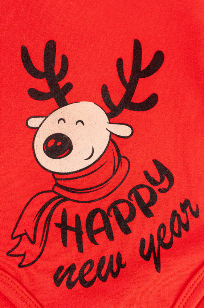 Warm baby set with fleece bodysuit and pants Rudolf Christmas reindeer