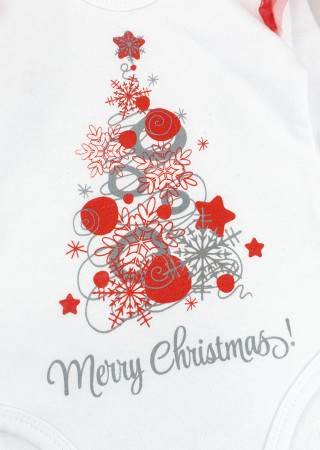 Body i spodnie z tiulem ze świątecznym nadrukiem choinki