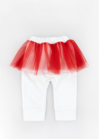 Body i spodnie z tiulem ze świątecznym nadrukiem choinki