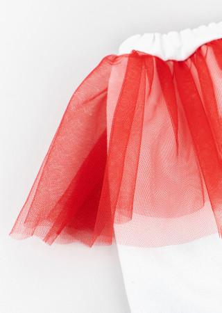 Body i spodnie z tiulem ze świątecznym nadrukiem choinki