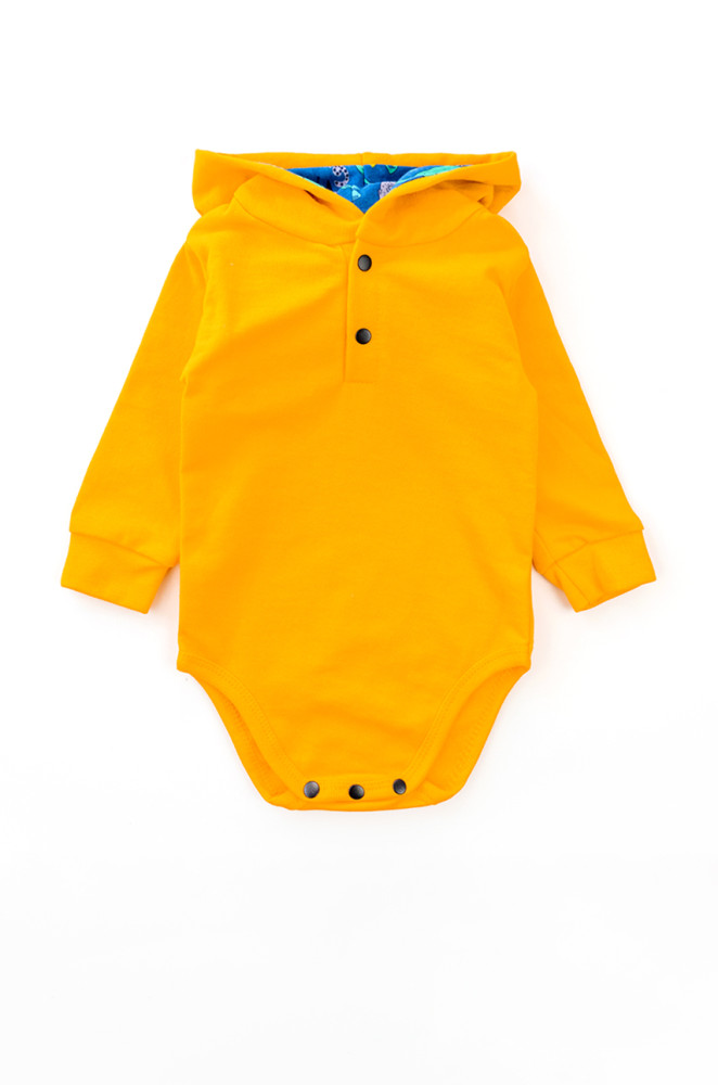 Baby Set with Hooded Bodysuit and Fleece-Lined Pants – Orange