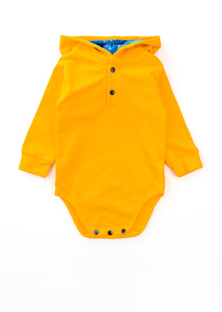Baby Outfit: Hooded Bodysuit and Warm Pants – Orange