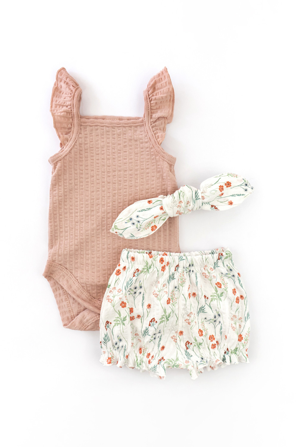 Baby girl set Botanic bodysuit bloomers headband interlock