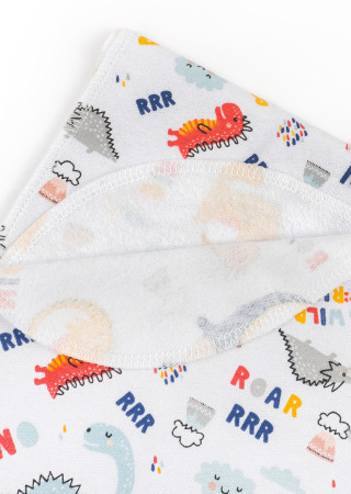 Knitted baby swaddle with dinosaur print