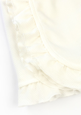 Solid Color Baby Blanket with Ruffle, Waffle Fabric