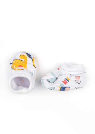 Пінетки для хлопчика з динозаврами, футер на манжеті