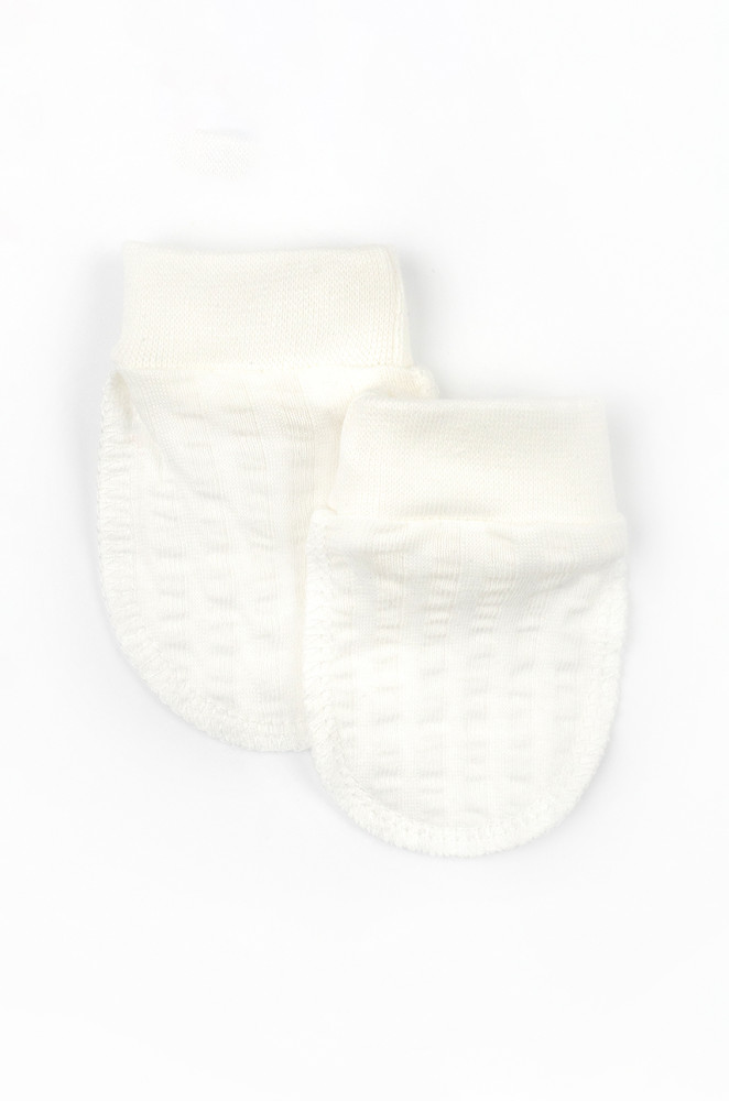 Однотонні царапки для немовлят на манжеті з фактурного інтерлоку