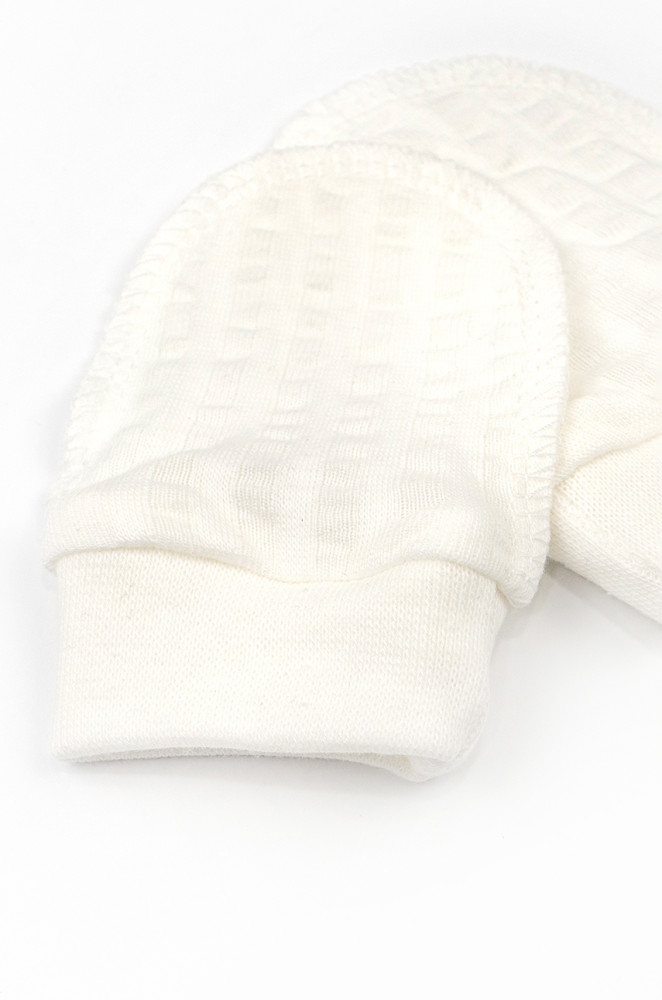 Однотонні царапки для немовлят на манжеті з фактурного інтерлоку