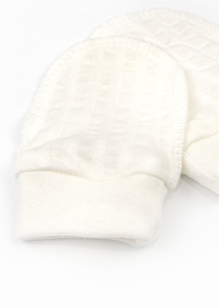 Царапки для новонароджених однотонні на манжеті з фактурного інтерлоку