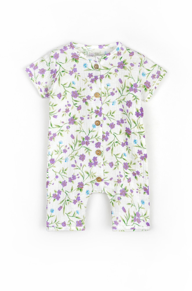 Пісочник з мусліну для немовлят на ґудзиках Violet flowers