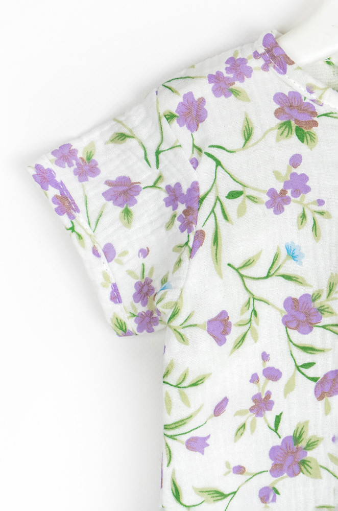 Пісочник з мусліну для немовлят на ґудзиках Violet flowers