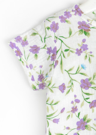 Мусліновий пісочник для немовлят Violet Flowers на ґудзиках