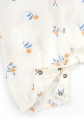 Muslin Romper for Baby Girl with Buttons and Matching Headband