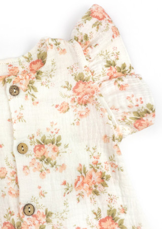 Muslin romper for baby girl Botanic with headband