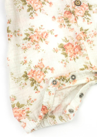 Muslin romper for baby girl Botanic with headband