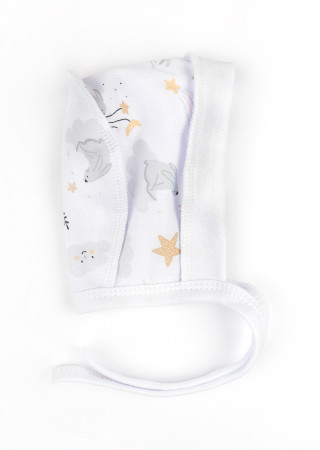 Чепчик для новонароджених On the Moon на зав’язках із зовнішніми швами