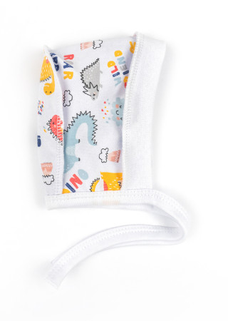 Теплий чепчик для новонароджених з начосом з динозаврами