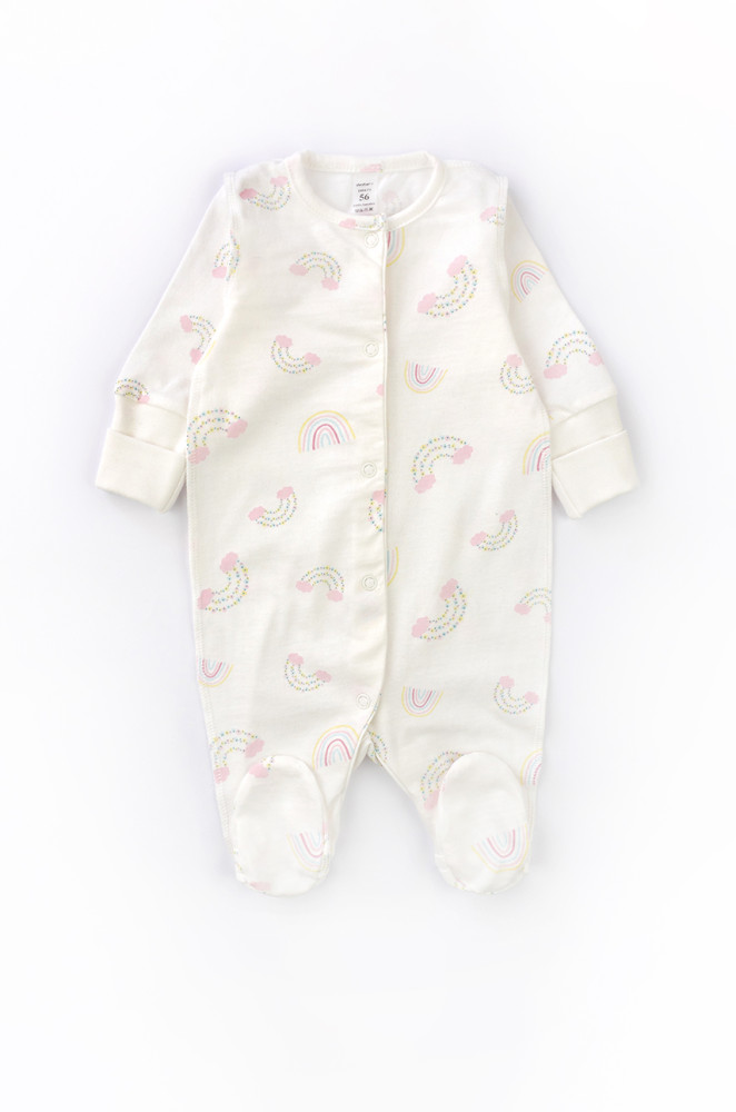 Baby Sleepsuit Rainbow with Snap Buttons and Soft Seams