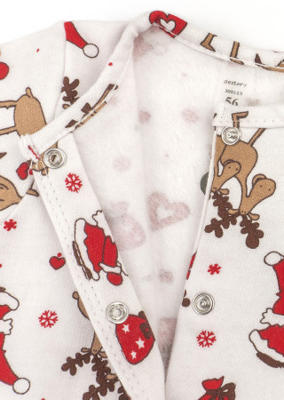 Комбінезон для немовлят з начосом на кнопках з різдвяним принтом