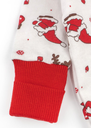 Комбінезон для немовлят з начосом на кнопках з різдвяним принтом