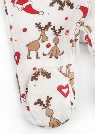 Комбінезон для немовлят з начосом на кнопках з різдвяним принтом