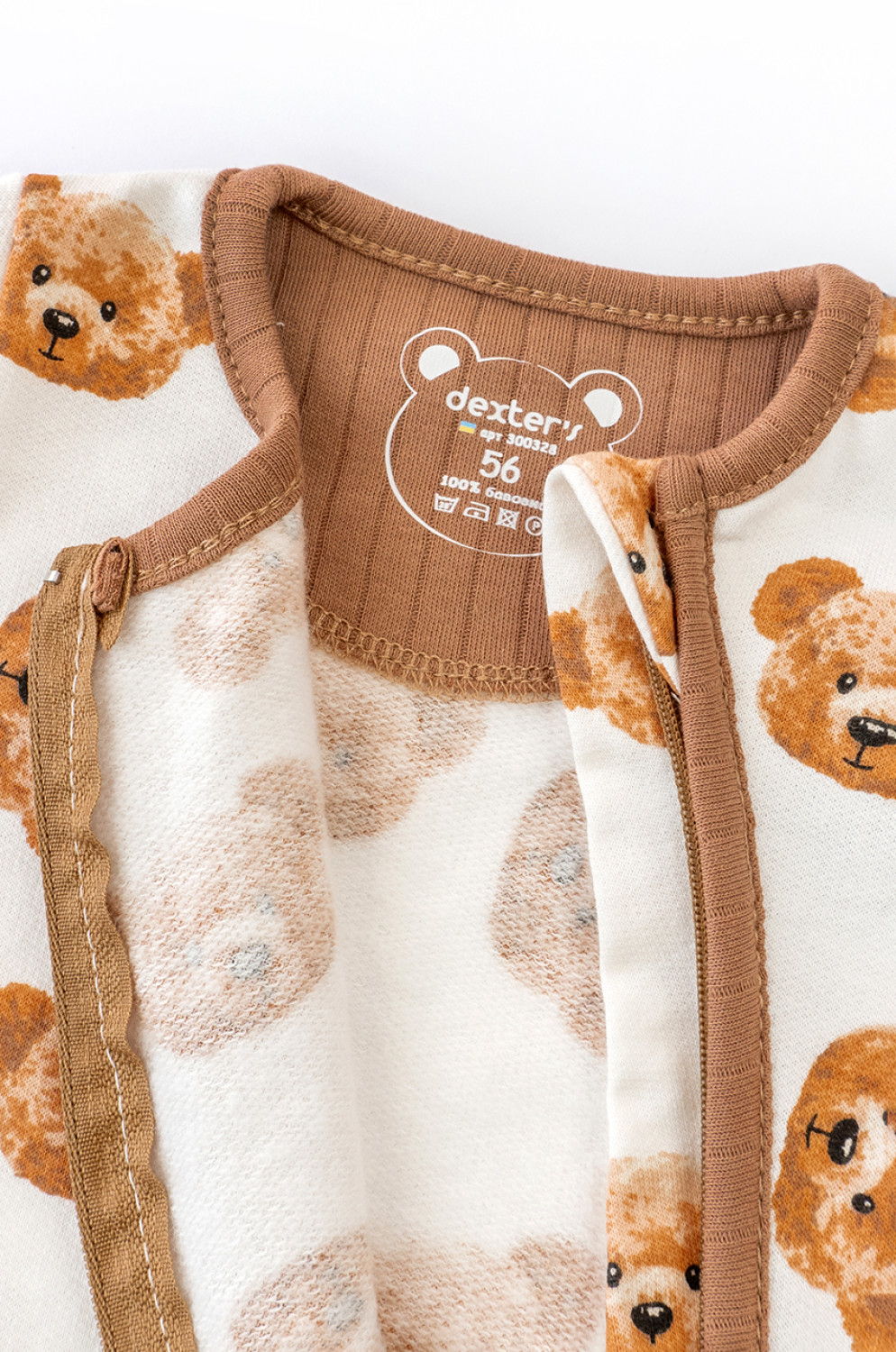 Cute Bears Baby Romper with Zipper and Fleece-Lined French Terry