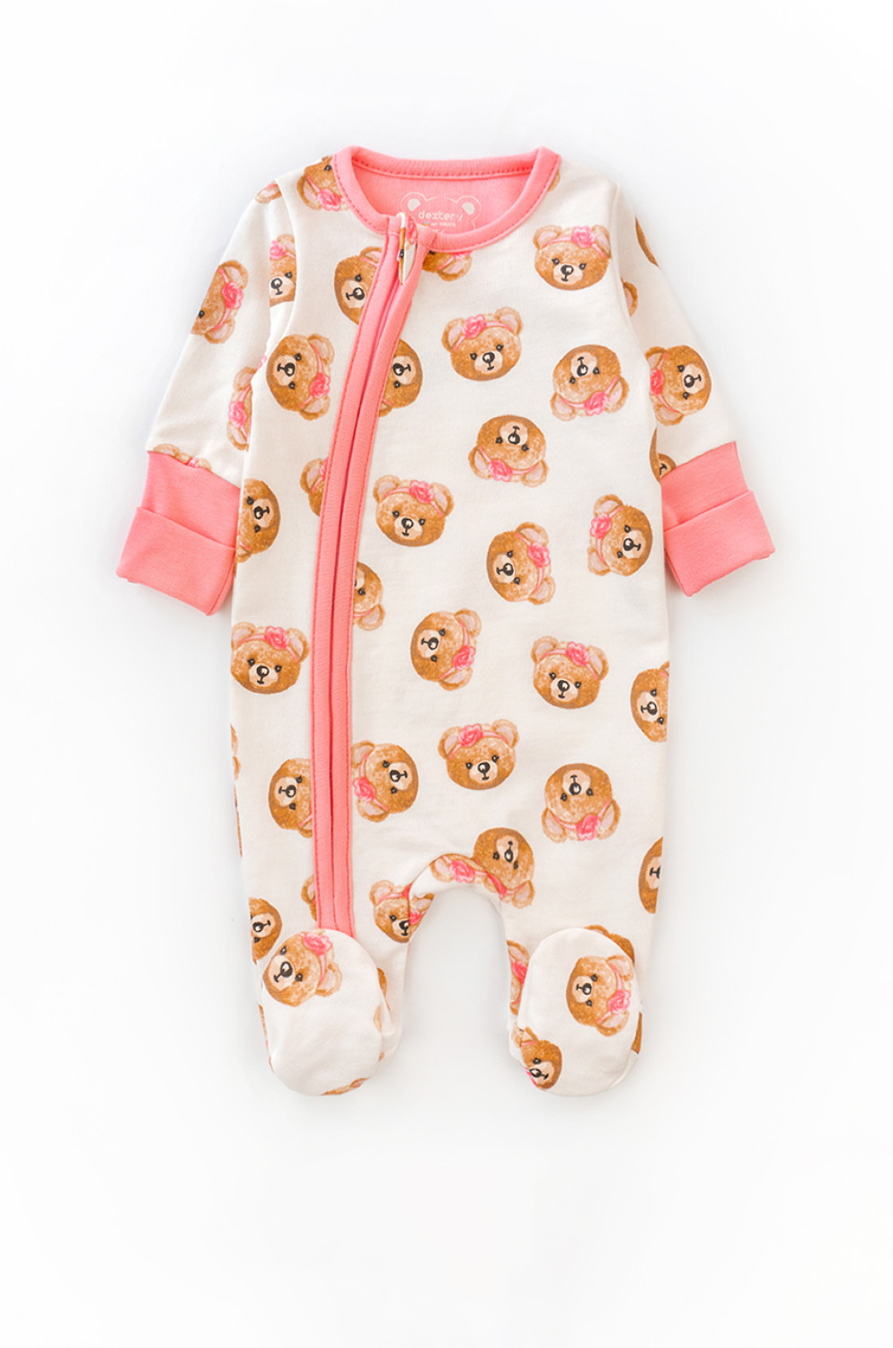 Baby Girl Fleece-Lined Zip Romper Girl Bears