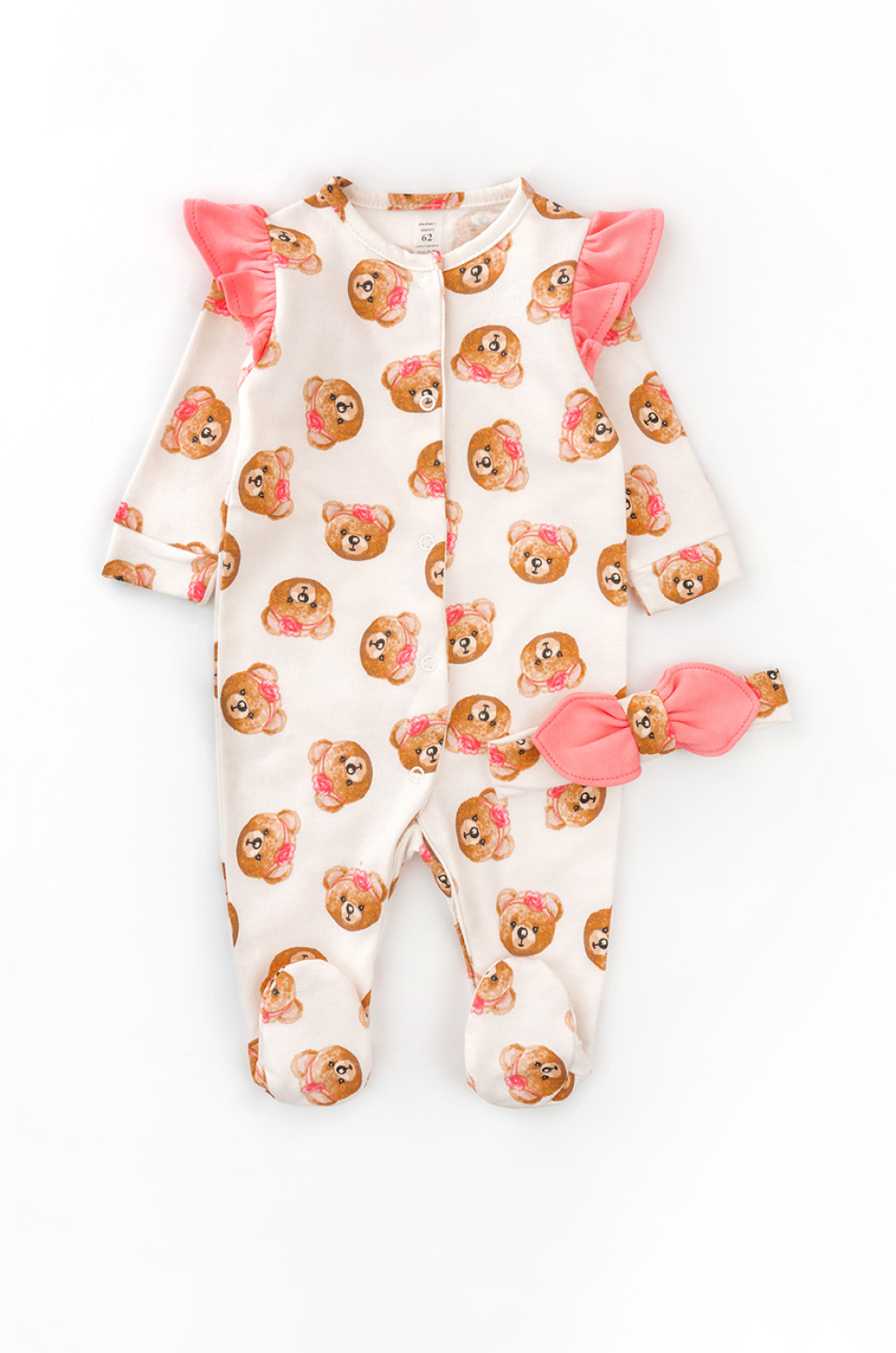 Fleece baby girl romper with headband – Girl Bears