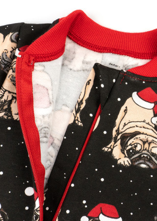 Детский трикотажный ромпер Christmas pugs на байке