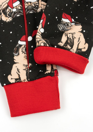 Детский трикотажный ромпер Christmas pugs на байке