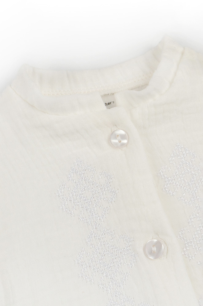 Muslin Baby Romper with Buttons and Embroidery for Newborns