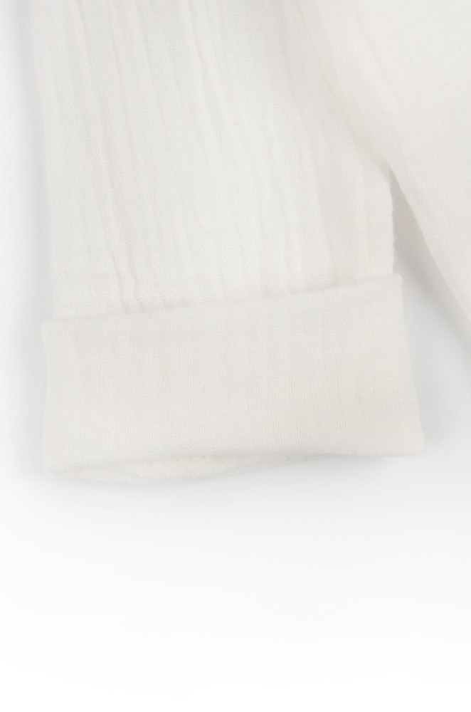 Muslin Baby Romper with Buttons and Embroidery for Newborns